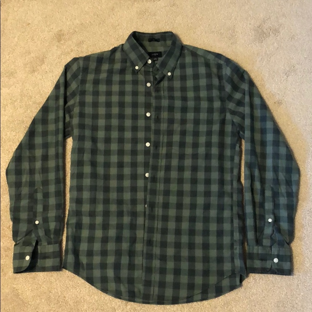 J. Crew Factory green slim button down shirt